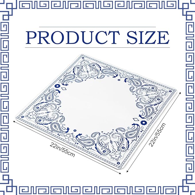 22inch Mini Mahjong Mat for Travel Set Blue and White Floral Mah Jongg Mat Cute Paisley Small Mahjong Accessories Gifts Domino & Tile Game Table Mat