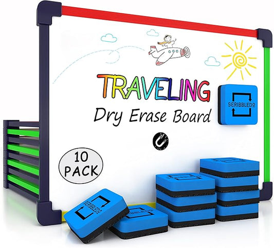 10 Travel Size Art Coloring White Board & Eraser Car Airplane Travel Essentials Kids Travel Accessories 9x12 Travel Games for Kids Travel Toys for Toddlers 3+ Plane Travel Game for Kids Ages 4-8 & Up