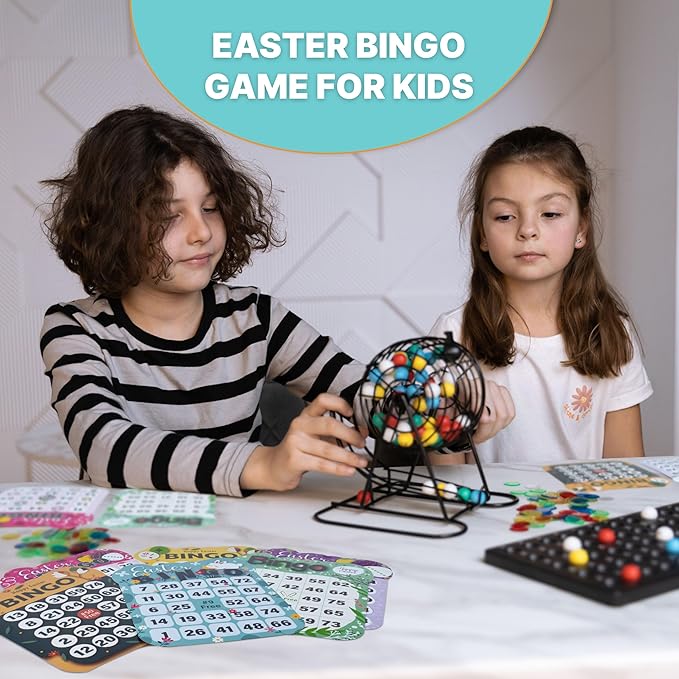 Queensell Easter Bingo Cards – 50 pcs Bingo Game Cards for Easter Party, Easter Bingo Games for Kids, Easter Party Supplies