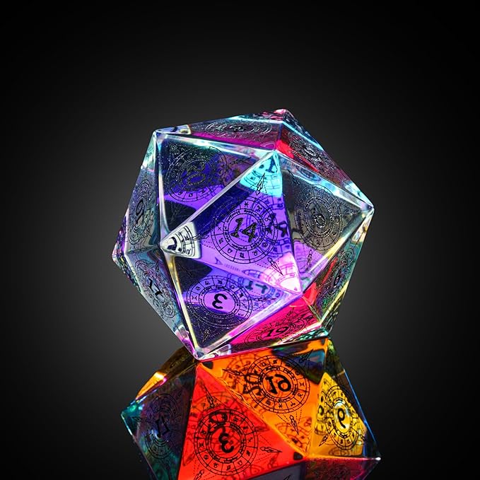 UDIXI 30mm Prism Glass D20 Dice Large Polyhedral Dice RPG 20 Sized DND Dice for Dungeons and Dragons Role Playing Games Tabletop Games,D&D