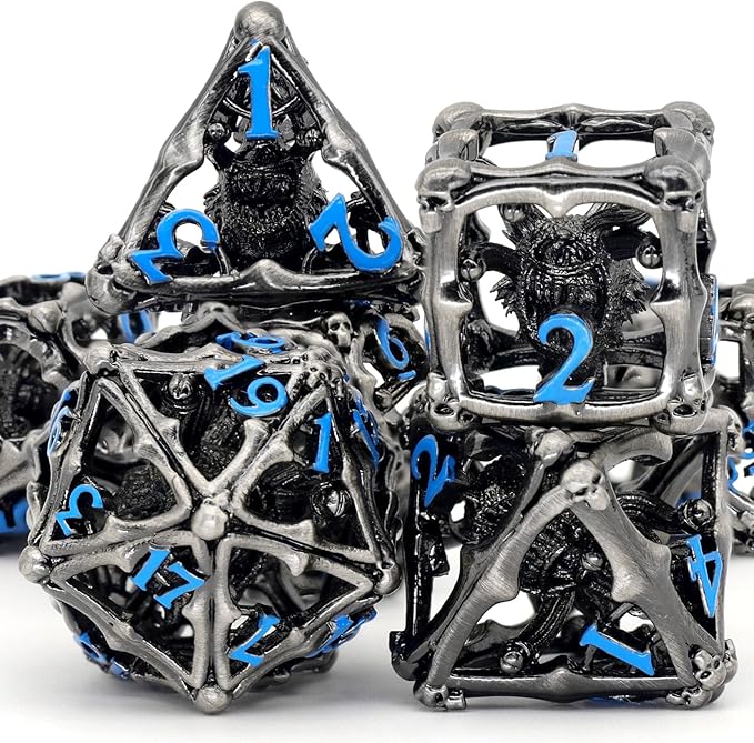 Beholder Dice Set DND, Dragon Eye Dice, ZHOORQI 7PC/Set Polyhedral Dices for Dungeons and Dragons, RPG, Eye Monster D&D Gifts（Eye-Blue Number）