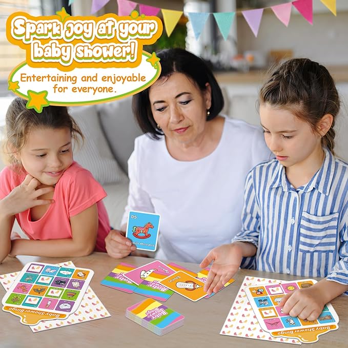 Baby Shower Games for Girl Boy,40 Baby Shower Bingo Cards, Activities Games,Party Bingo for Adults Kids,Baby Shower Ideas