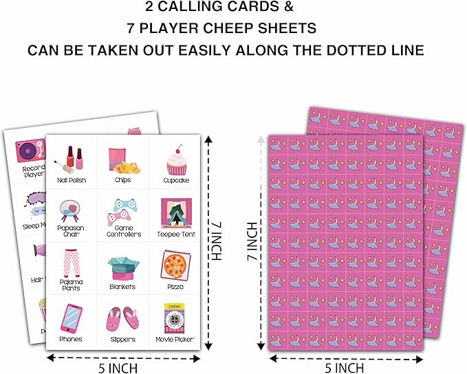Sleepover Bingo Cards, Pajama Party Game for 24 Players, Slumber Party/Bridal Shower Games for Friends Besties, Women Birthday Party Favors Supplies Decorations(34)