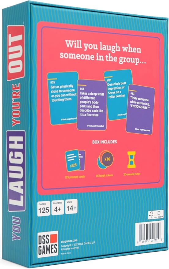 You Laugh You're Out A Party Game with Hilarious Charades Family Card Games for Adults & Kids, 125 Prompt Cards Fun Card Games for Family Game Nights, Graduation Gifts, Gatherings, & Parties Ages 14+