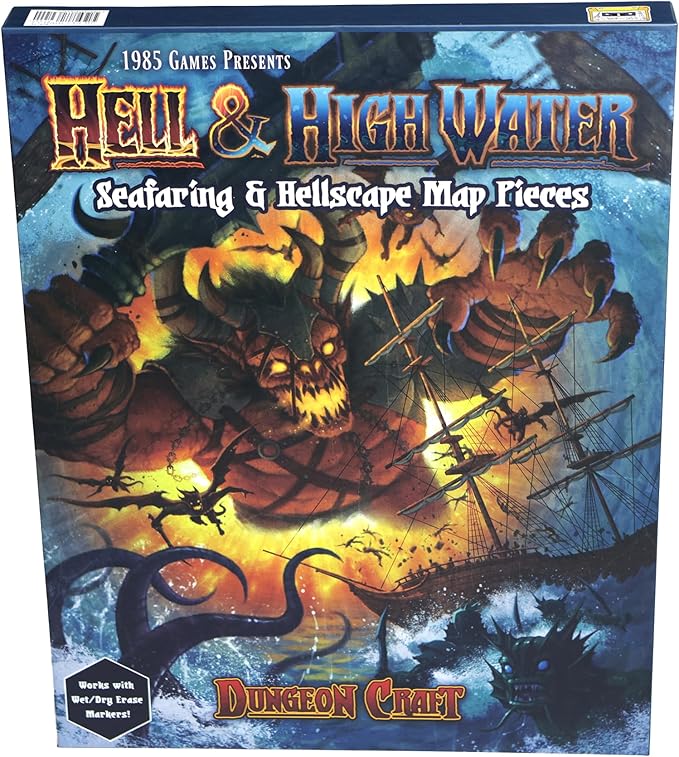 Dungeon Craft Hell & Highwater Board Game, Loose Leaf Inside a Custom Box, Water Resistant, Dry Erase by 1985 Games