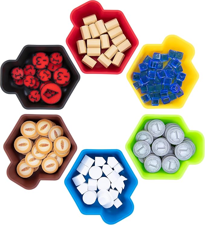 Feldherr Shell Expansion Pack - 6 Single-Colored Token Trays for Board Game Accessories, Tokens, meeples and Other Small Items, Color:Cherry Red