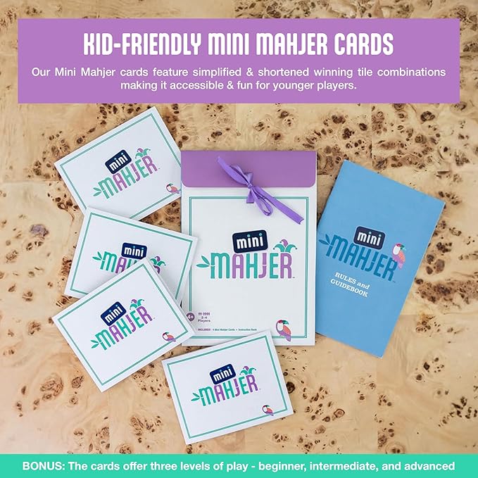 Mahjong for Kids, Beginners & Families | American Mahjong Starter Set, Learn to Play with Tiles, Racks Game Board, & Guide - Educational STEM Gift for Ages 6+