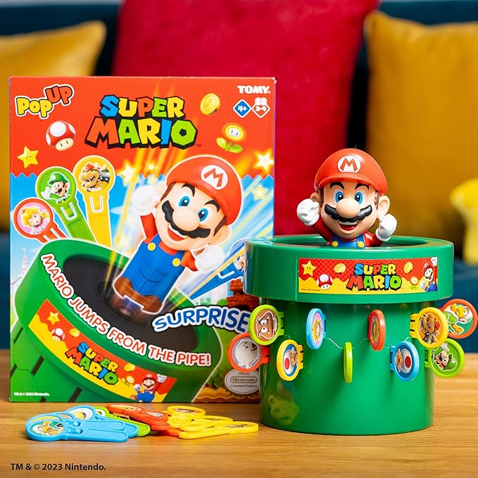 TOMY Pop Up Super Mario Board Game - Family and Preschool Kids Games for Family Game Night - Kids Activities and Super Mario Toys - Girls and Boys Games - 2-4 Players - Ages 4 Years and Up