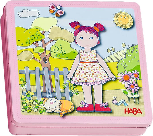 HABA Dress-Up Doll Magnetic Game Box & Magnetic Puzzle for Toddlers, Travel-Friendly Road Trip Toy for Kids, Toddler Activities for 2-4 Year Olds, 54 Piece Set
