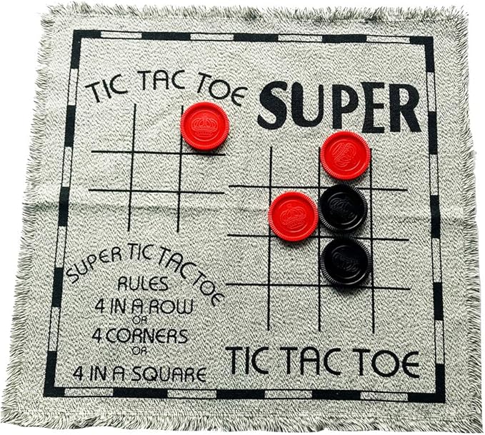 Yuanhe Gaint Checkers Game Set - Large 3 in 1 Checkers Including Tic Tac Toe with Reversible Rug, Calssic Indoor Outdoor Yard Games for Family