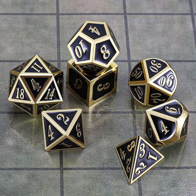 CiaraQ DND Metal Polyhedral Dice Set with Dice Bag for Dungeons and Dragons RPG MTG Role Playing Table Games