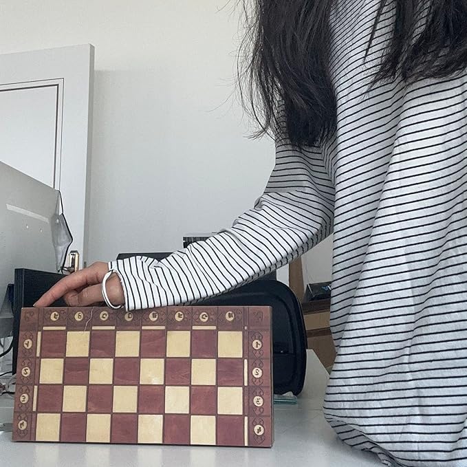 3-in-1 Chess Set Include Chess Checkers Backgammon 11 inch Wooden Board Game Set with Foldable Portable Case for Adults Travel Outdoor