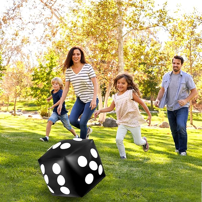 4 Pieces Jumbo Inflatable Dice 12.6 Inch Large Inflatable Dice Fun Game Toy for Indoor Outdoor Lawn Swimming Pool Party Favor Board Game Decoration, Black