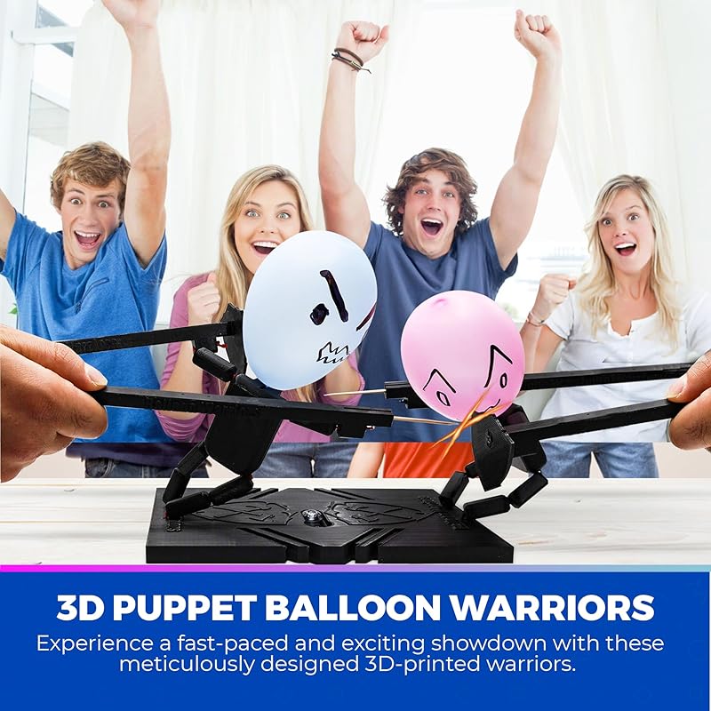 Balloon Warriors - Two player board game, Balloon popping game, Family game, Puppet Balloon popper