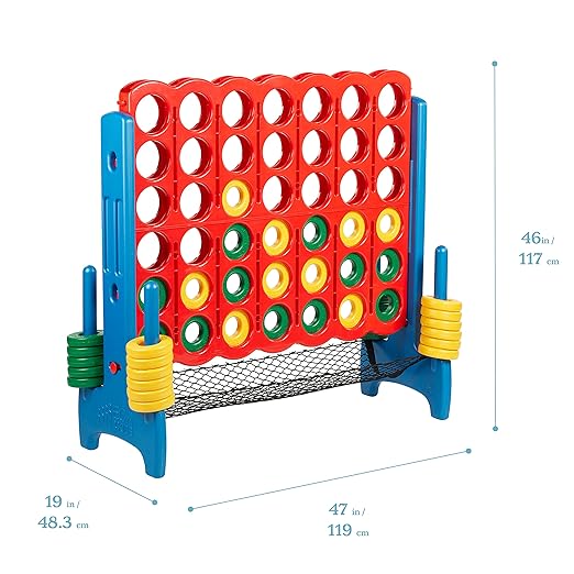 ECR4Kids Jumbo 4-To-Score with Mesh Net and Carry Bag, Giant Game, Assorted