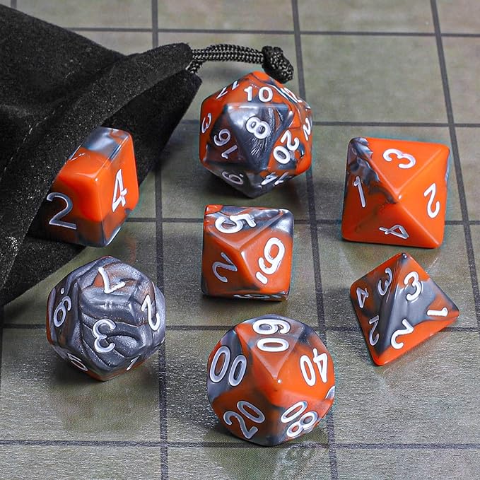 CiaraQ DND Polyhedral Dice Set with a Black Dice Bag for D&D RPG MTG Role Playing Table Games
