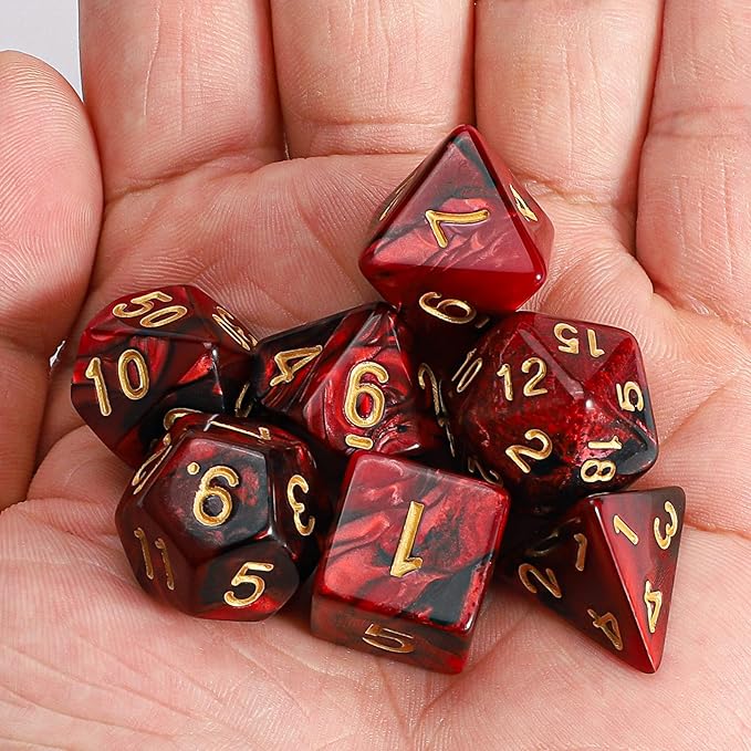 CiaraQ DND Polyhedral Dice Set with a Black Dice Bag for D&D RPG MTG Role Playing Table Games