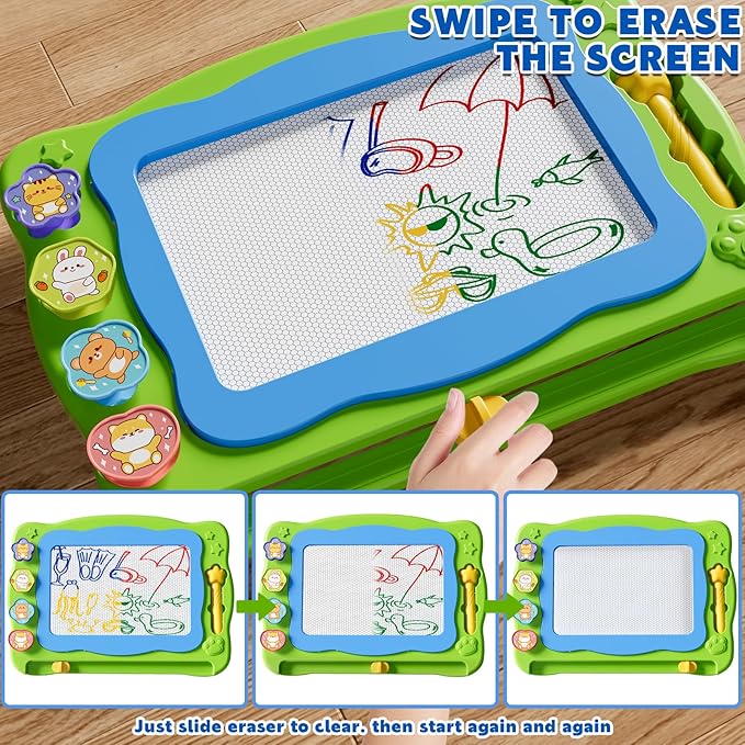 Magnetic Drawing Board Large Doodle Board Toddler Toys for Girls Boys 3 4 5 6 7 Year Old Kids, Montessori Preschool Educational Travel Toys Gifts Etch A Colorful Sketch Magnet Erasable Writing Pad