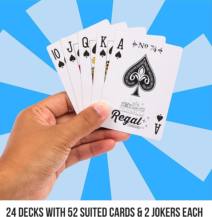 Regal Games - Bulk Playing Cards Set for Adults & Professionals - 24 Standard Decks, Large Print Deck of Cards - Blackjack, Euchre, Canasta, Poker Cards - Fun & Travel Playing Cards (24 Pack)