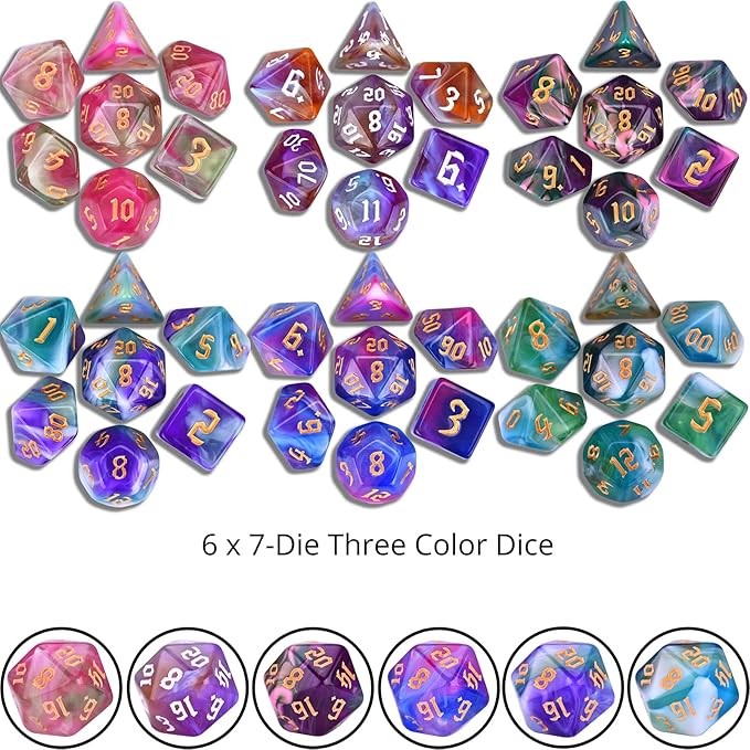 RPG Dice Sets 30 X 7-Die DND Polyhedral Dice (210pcs) with a Large Drawstring Bag for Dungeons and Dragons Tabletop Role Playing Games