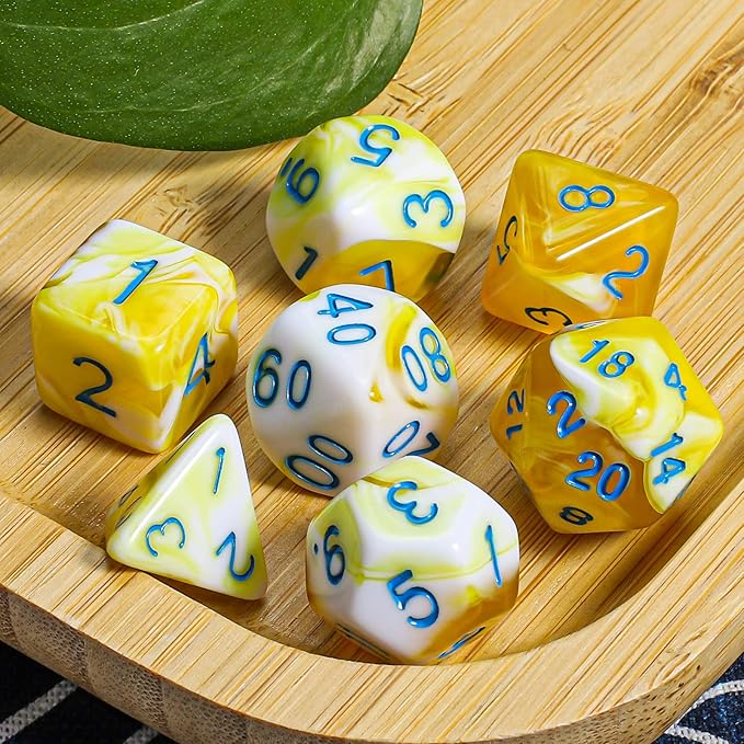CiaraQ DND Polyhedral Dice Set with a Black Dice Bag for D&D RPG MTG Role Playing Table Games