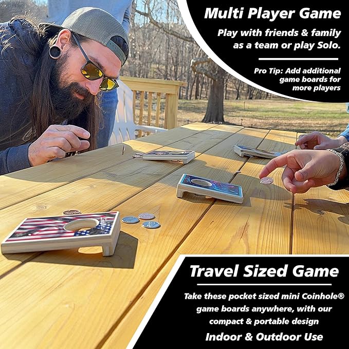 Tabletop Cornhole Game Set | Officially Licensed College Mini Football Cornhole Board Game | Includes Coins