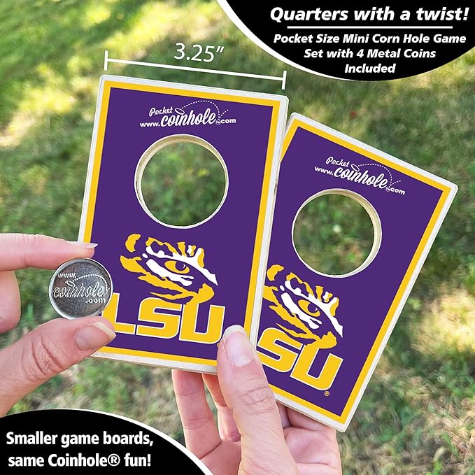 Tabletop Cornhole Game Set | Officially Licensed College Mini Football Cornhole Board Game | Includes Coins