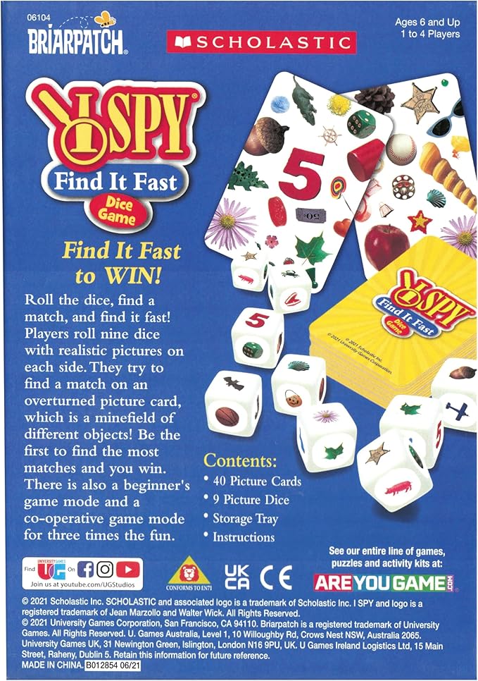 Briarpatch I SPY Find It Fast Game - an Immersive I Spy Adventure for Ages 6+ | Fast-Paced Dice Action, Brain Teasers, Hand-Eye Coordination, and Literacy Skill Building