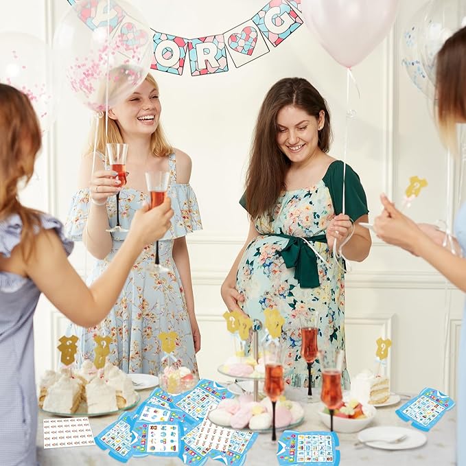 Baby Shower Bingo Game for Adults, 24 Players Baby Shower Bingo Cards Newborn Bingo Game for Family Friends Large Group Activity