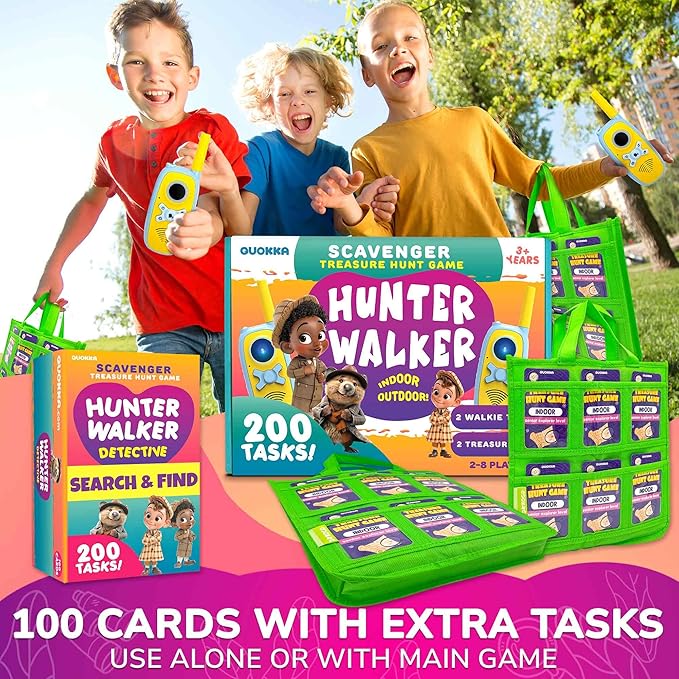 QUOKKA Scavenger Hunt for Kids Ages 4-8 - 200 New Indoor Outdoor Activities for Kids Ages 6-8 - Camping Backyard Outdoor Games for 3-6 Year Olds - Pocket Travel Toys for Boys Girls and Family