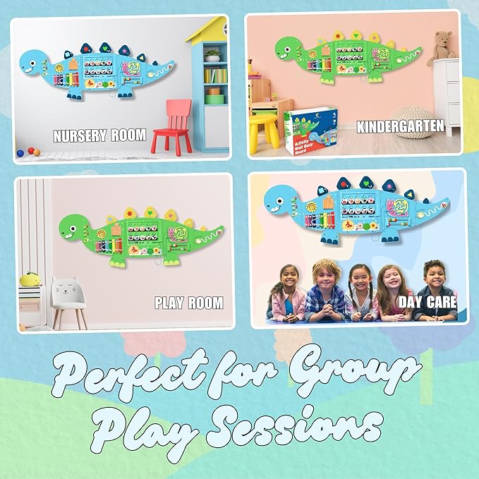 Activity Wall Busy Board, Sensory Wall Panel for Kids, 12 in 1 Learning Activity Center, Large Busy Board Wooden, Gift Idea for Kids 2-6 Years, Montessori Sensory Toys, Viga Toys