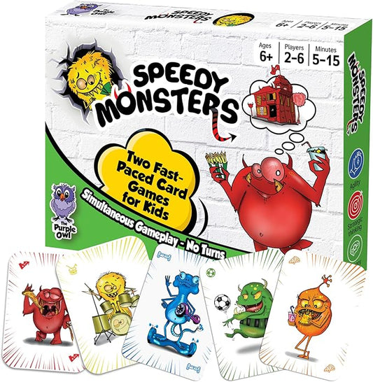 Speedy Monsters - Kids Card Games Ages 4-8, 8-12, Fun, Matching Card Games for Kids 8-12. Speed Color Monster Game, Fast Paced Board Game for Boys and Girls, Fun for Family Night, 2-6 Players