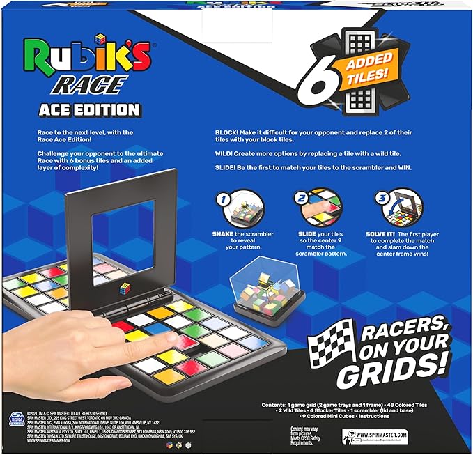 Rubik’s Race, Ace Edition Classic Fast-Paced Puzzle Strategy Sequence Two Player Board Game, for Kids & Adults Ages 8 and up Amazon Exclusive