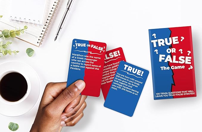 Gift Republic True or False Trivia 100 Question Card Game. Easy Game Play for 2+ Players. Ideal for Parties, Game Nights & Travel. Fun Family & Friends Game