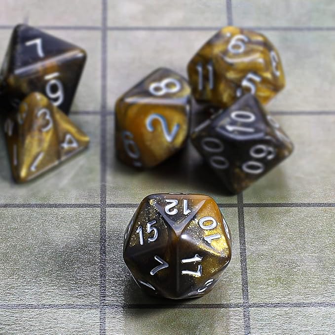 CiaraQ DND Polyhedral Dice Set with a Black Dice Bag for D&D RPG MTG Role Playing Table Games
