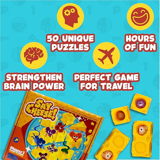 SAY Cheese! Logic Puzzle Game – 50 Single-Player Challenges for Kids & Adults, Difficulty Easy to Expert, Travel-Friendly, Brain-Building Fun Ages 8+