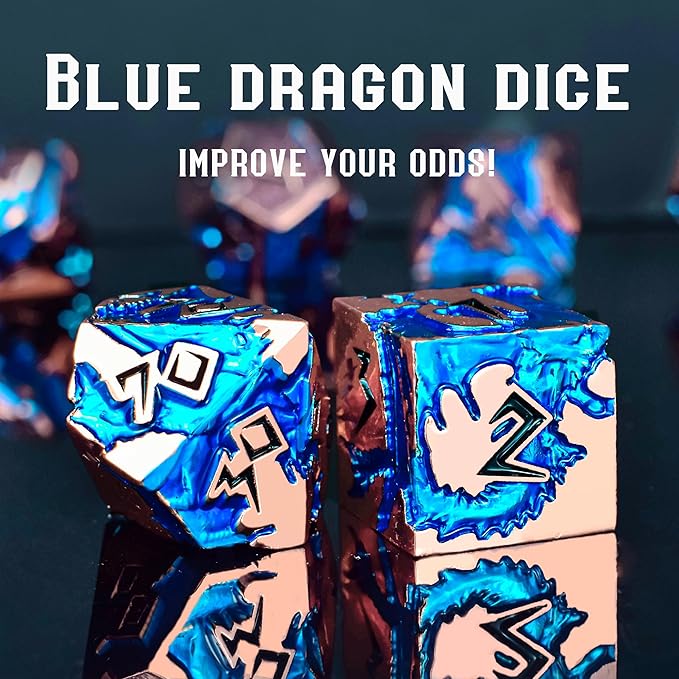 Rule Dice Metal DND Dice Set Dungeons and Dragons Dice, D&D Dice Unique Polyhedral MTG RPG Role Playing D and D Dice Set, Role Playing Game Dice Set with D & D Dice Gifts Box(Rose Gold)