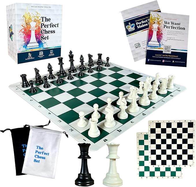 MegaChess Staunton Triple Weighted Chess Set - 3.8" King, 2 Boards, 34 Pieces, Over 2 lbs, Ages 8+