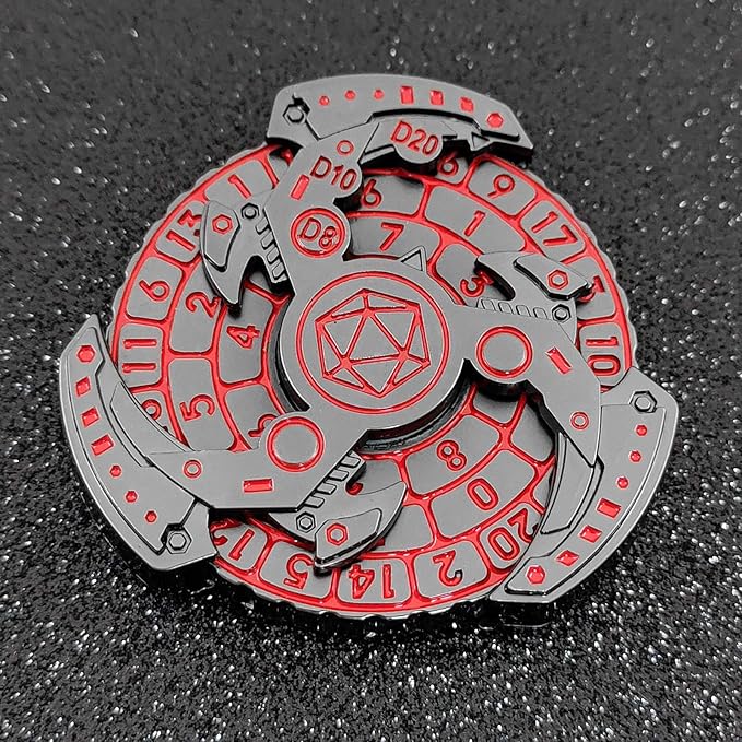 2024 Shadow Fidget Spinner for DND Dice Set, 7-in-1 Dragon Metallic D&D Dice with Gift Case for Dungeons and Dragon Game, RPG Role Playing Table Game Gifts (Red Silver), sDGND202403