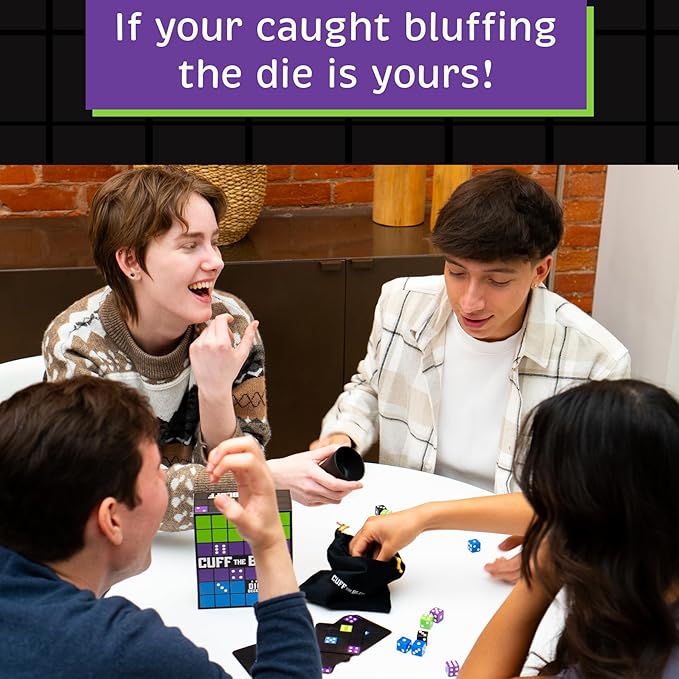 Cuff The Bluff - Fun Bluffing Dice & Card Game for Family Game Nights, Ideal for Kids, Teens & Adults, Gifts for Ages 12 and Up, Endless Laughter & Strategy