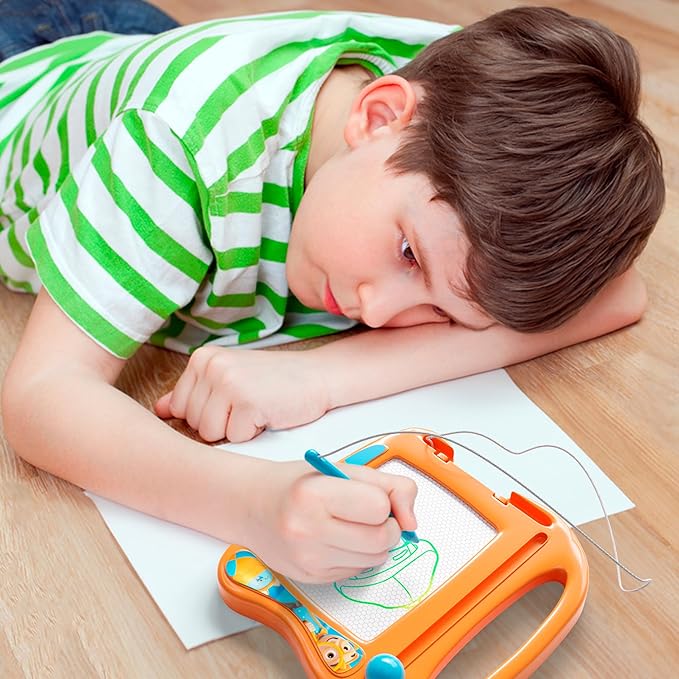 Lollipop Blippi Magnetic Travel Sketcher - A Portable Drawing Pad for Kids, Complete with Magnetic Pen and Eraser Knob Great Blippi Toys for Girls and Boys