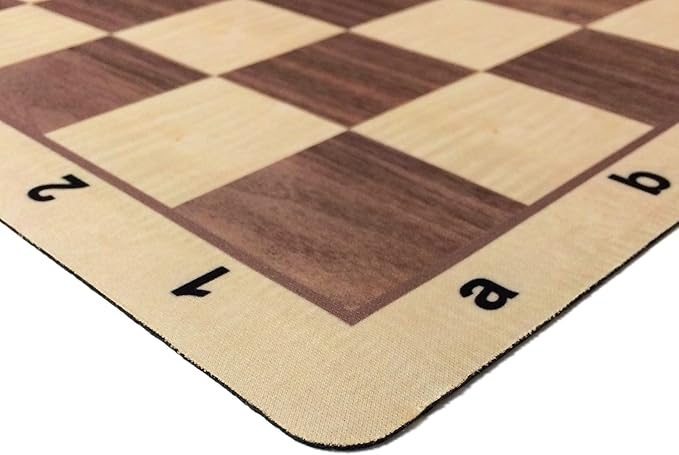 WE Games Mousepad Chess Board 20 in. with Walnut Wood Grain Design – Premium Tournament Chess Mat, Perfect Travel Chess Board for Adults