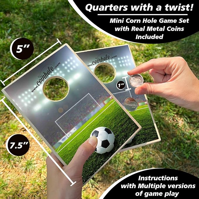 Desktop Coin Bouncing Party Set | Tabletop Cornhole Board | Small Travel Game Includes Coins