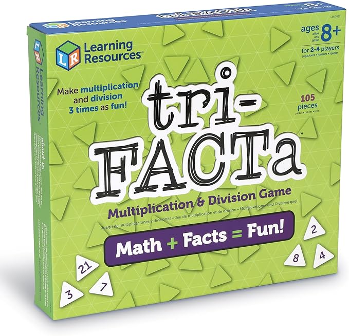 Learning Resources tri-FACTa Multiplication & Division Game, Homeschool, Math Game, 2-4 Players, 104 Piece Set, Ages 8+