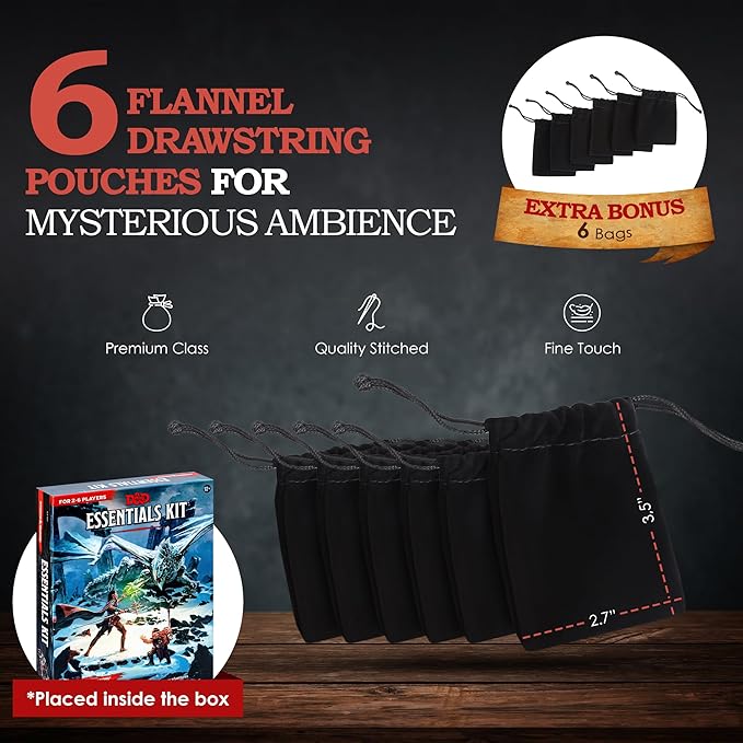 Dungeons and Dragons Essentials Kit - Starter Set Bundled with 6 Dice Sets, Flannel Bags, Figures, Heroes, Master Screen, Printable Materials - DND 5th Edition Tabletop Board Game for Beginner