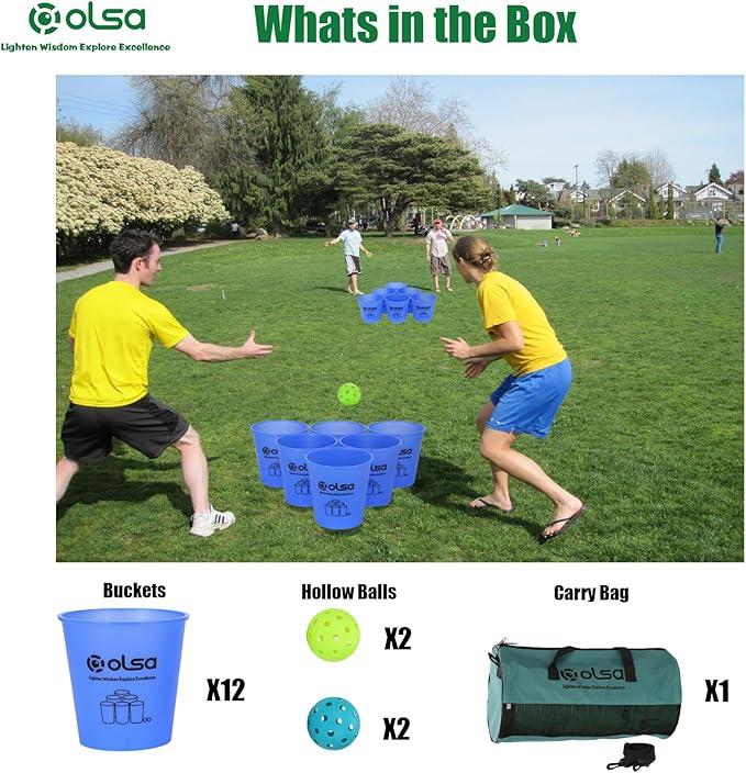 Olsa Giant Yard Pong Outdoor Games, Classic Toss Family Games for Beach Camping Lawn Backyard Party, Indoor Outdoor Games for Adults and Family(Blue Glow in Dark)