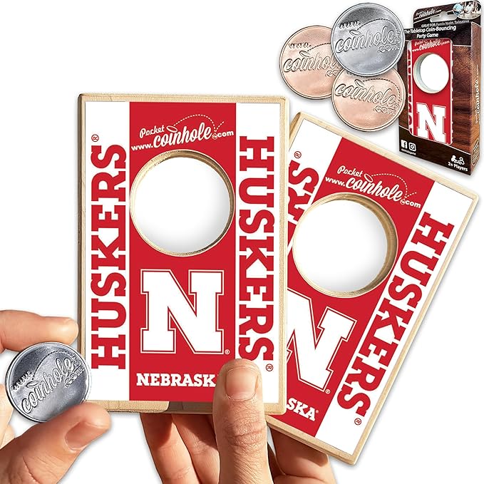 Tabletop Cornhole Game Set | Officially Licensed College Mini Football Cornhole Board Game | Includes Coins