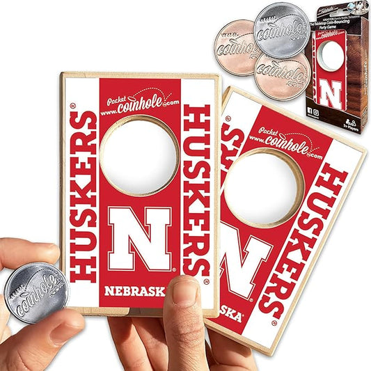 Tabletop Cornhole Game Set | Officially Licensed College Mini Football Cornhole Board Game | Includes Coins