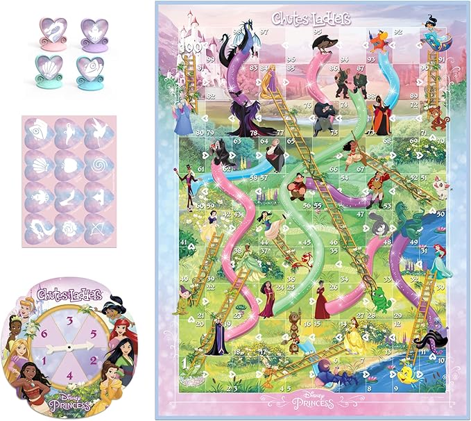 Hasbro Gaming Chutes and Ladders: Disney Princess Edition Board Game for Kids Ages 3 and Up, Preschool Game for 2-4 Players (Amazon Exclusive)