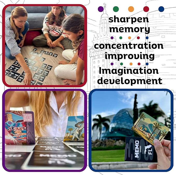 Memory Matching Card Game - Florida Landmarks – Fun & Educational Family Concentration Game for Kids, Adults & Seniors – Travel Pack